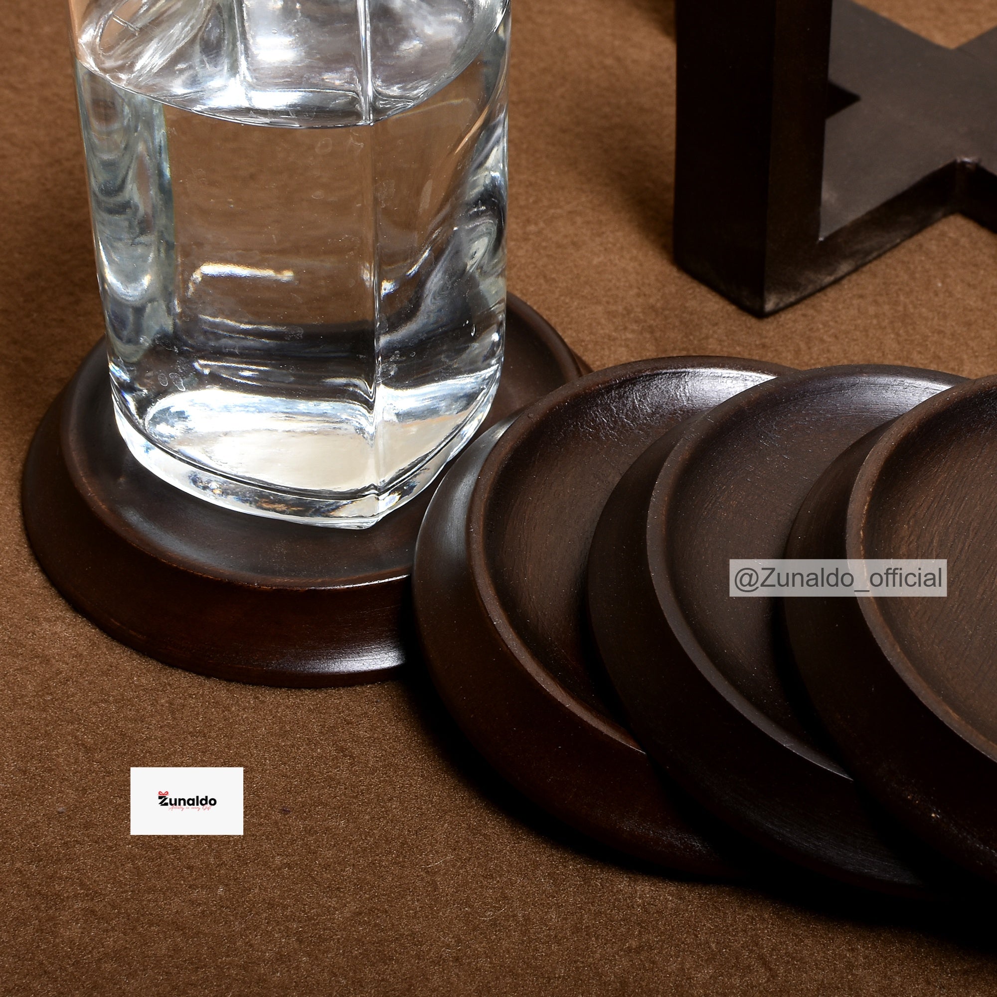 Wooden Coasters - Set of 4 with Stand | Tea & Coffee Table Coasters