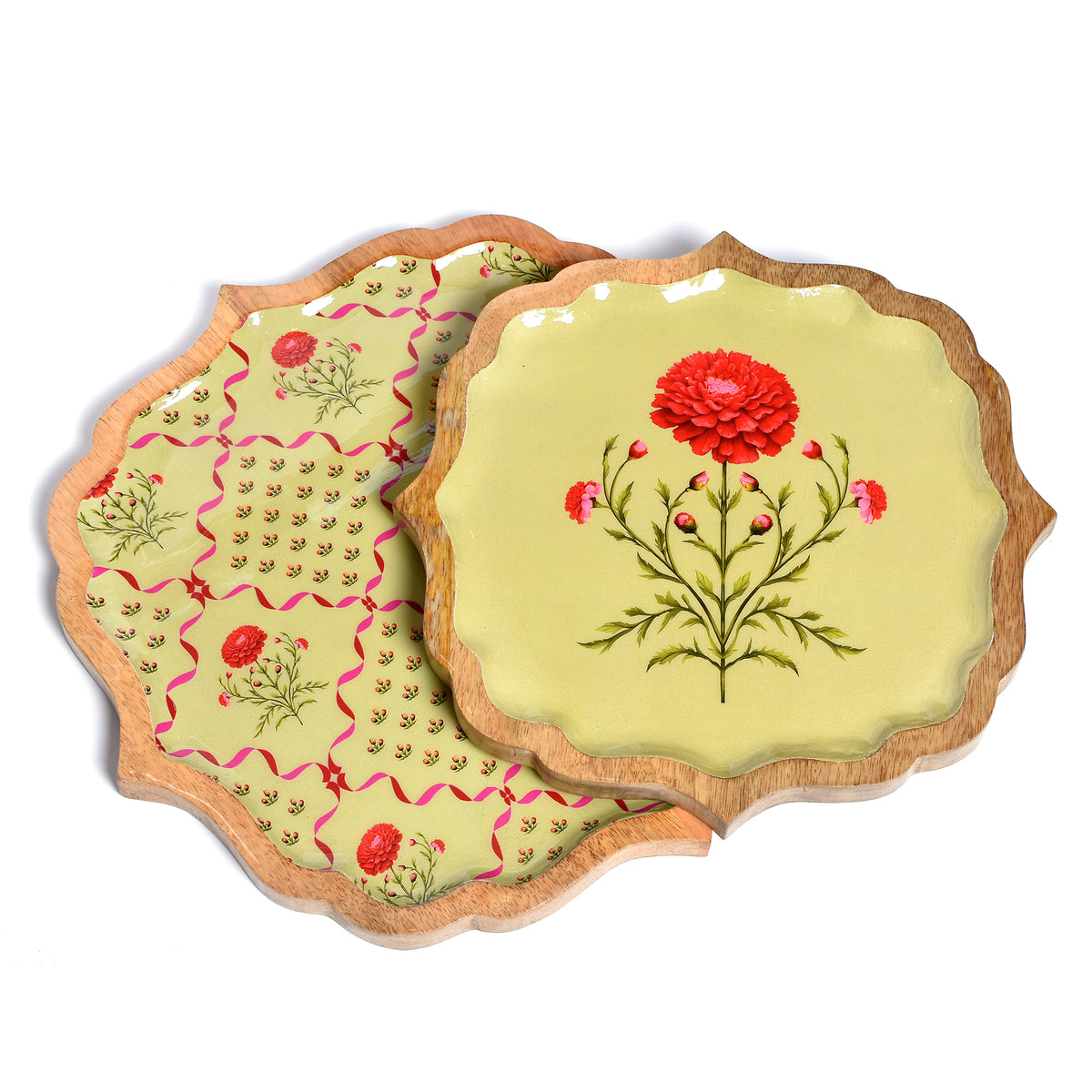 Wooden Plate round small enamle