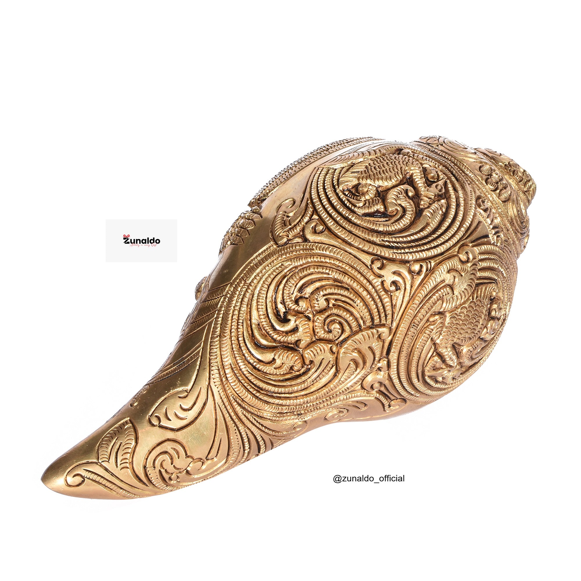 Brass Shankh resting Vishnu Lakshmi Conch (8 Inch) Weight 1.5 Kg