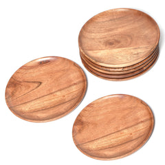 Rustic Wooden Snack Plates – Eco-Friendly & Aesthetic  8 (INCH) SET OF 6