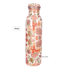 Floral Print Pure Copper Bottle – 900 ml | Handcrafted Ayurvedic Water Bottle by Zunaldo