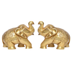 ELEPHANT Pair CARVED Size : 5"