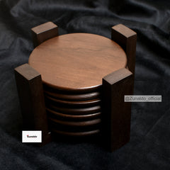 Wooden Coasters - Set of 4 with Stand | Tea & Coffee Table Coasters