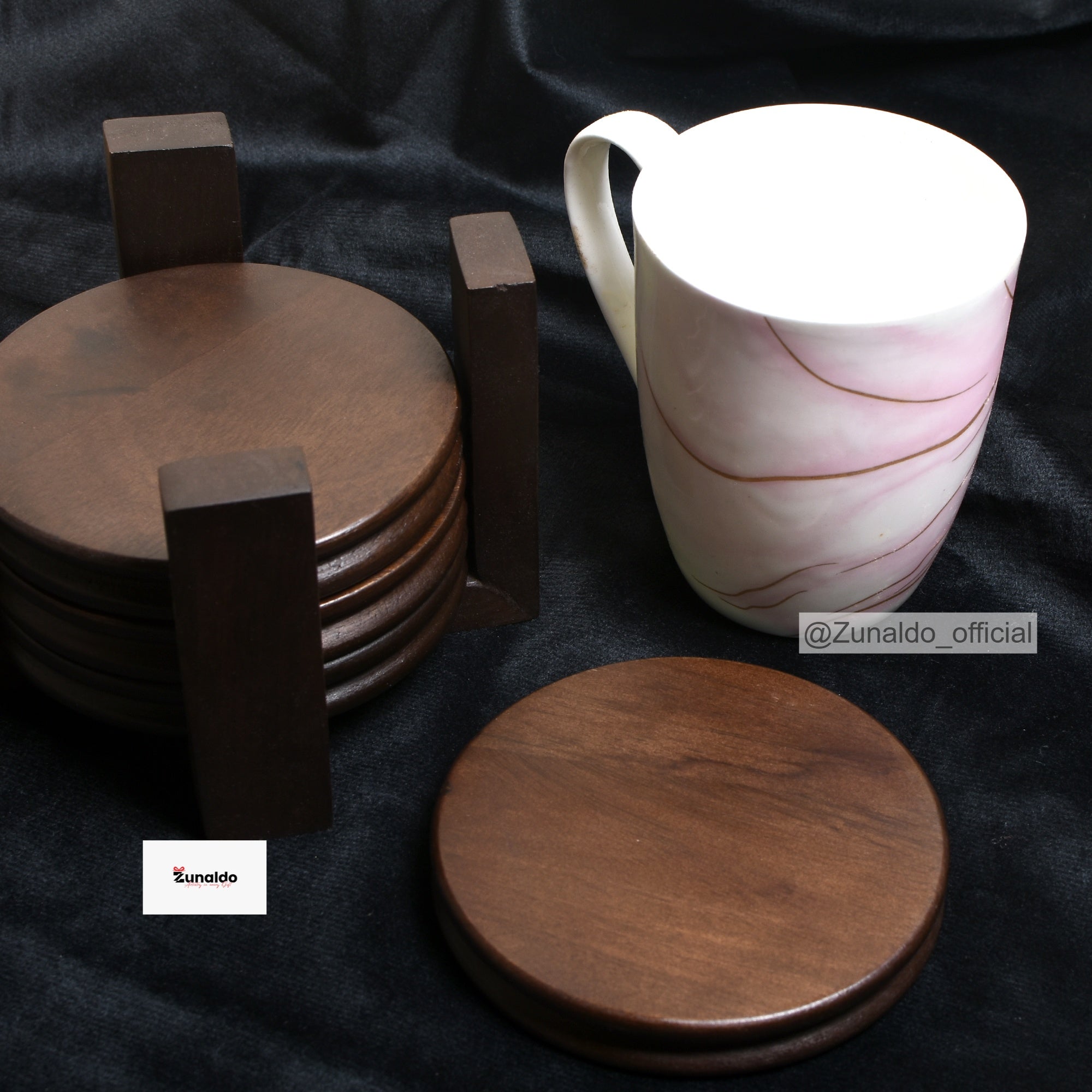 Wooden Coasters - Set of 4 with Stand | Tea & Coffee Table Coasters