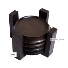 Wooden Coasters - Set of 4 with Stand | Tea & Coffee Table Coasters