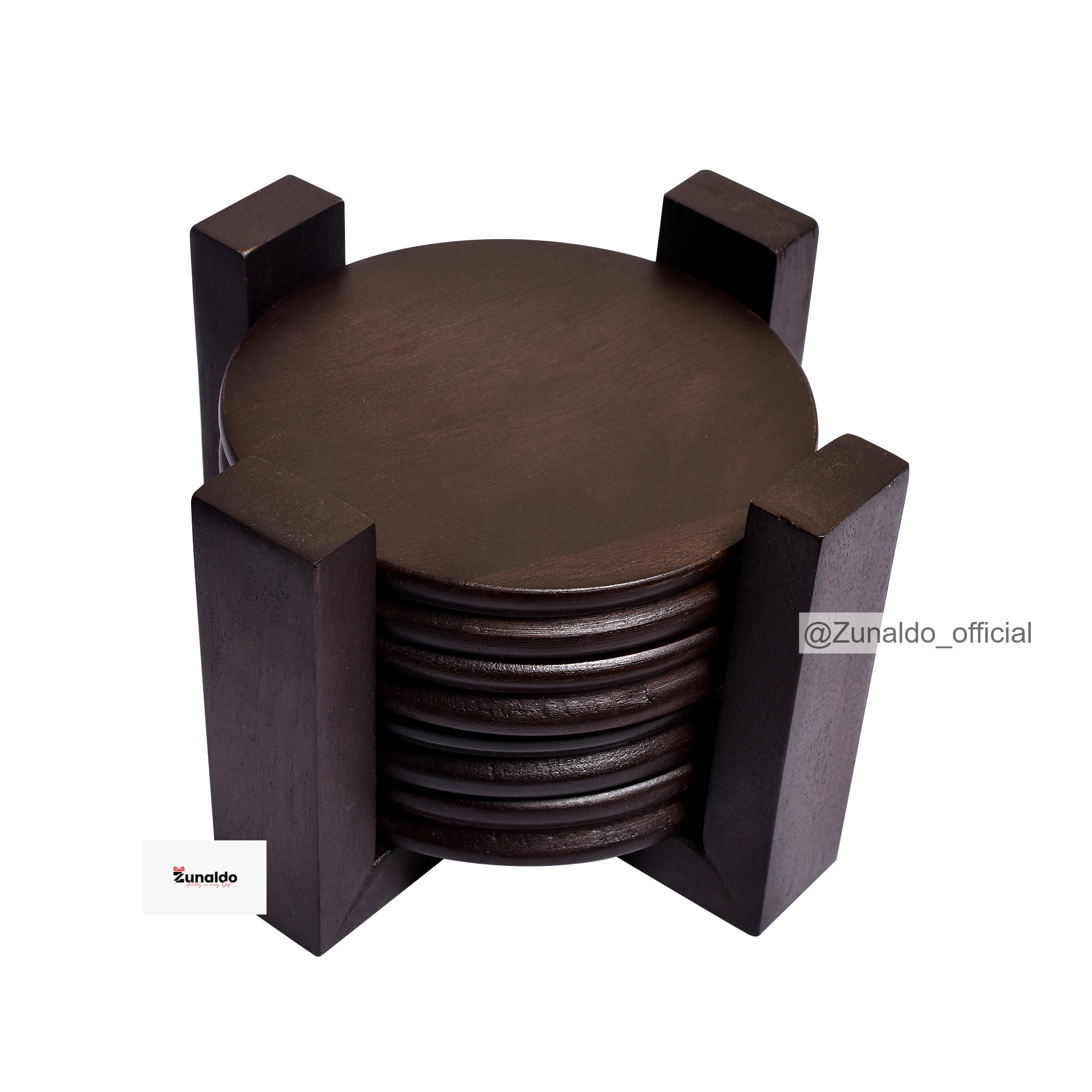 Wooden Coasters - Set of 4 with Stand | Tea & Coffee Table Coasters