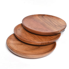 Rustic Round Wood Plate – Ideal for Fruits & Dry Snacks 7(inch) SET OF 3