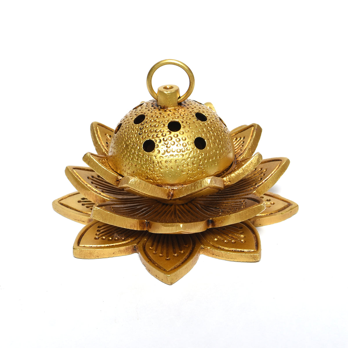 Antique Brass Lotus Incense Burner – Meditation & Puja Accessory
