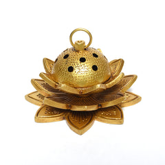 Antique Brass Lotus Incense Burner – Meditation & Puja Accessory