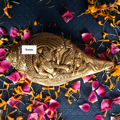 Brass Shankh resting Vishnu Lakshmi Conch (8 Inch) Weight 1.5 Kg