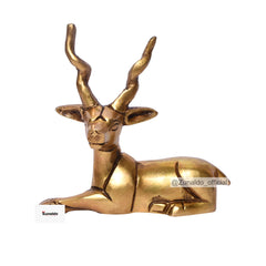 Brass Deer Pair with Big Horns in Gift Box - 3.5 X 3.5 Inch