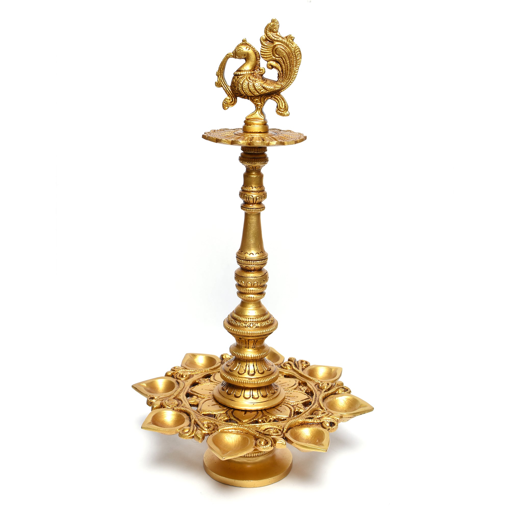 Brass Peacock Diya – Traditional Kuthuvilakku for Puja & Decor