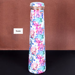 Floral Design Pure Copper Water Bottle