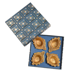 Traditional Brass Oil Lamps (Set of 4) – Festive Decor & Puja Essentials