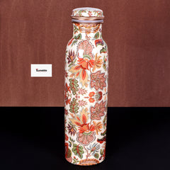 Floral Print Pure Copper Bottle – 900 ml | Handcrafted Ayurvedic Water Bottle by Zunaldo