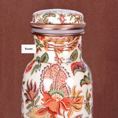 Floral Print Pure Copper Bottle – 900 ml | Handcrafted Ayurvedic Water Bottle by Zunaldo