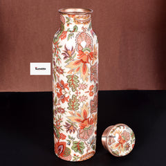 Floral Print Pure Copper Bottle – 900 ml | Handcrafted Ayurvedic Water Bottle by Zunaldo