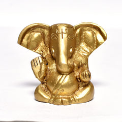 Golden Lord Ganesha Idol – Miniature Decorative Statue for Home & Puja