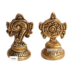 Brass Laxmi Ganesh on Rectangle Base in Gift Box - 1.5 Inch
