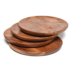 Artisanal Wooden Plate Set – Natural Grain Finish 8 (INCH) SET OF 4