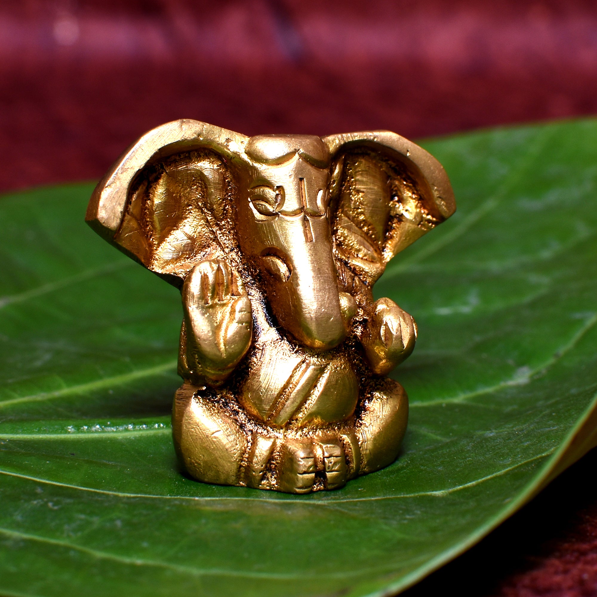 Golden Lord Ganesha Idol – Miniature Decorative Statue for Home & Puja