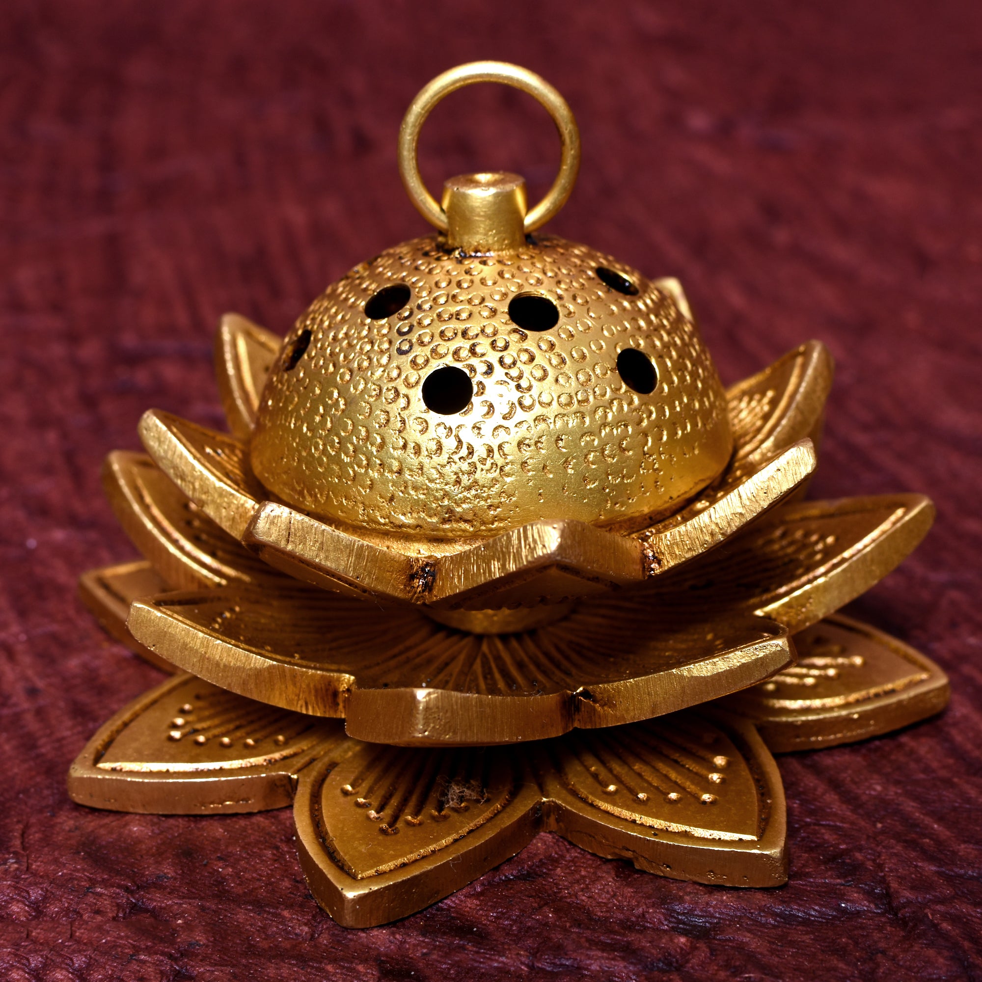 Antique Brass Lotus Incense Burner – Meditation & Puja Accessory