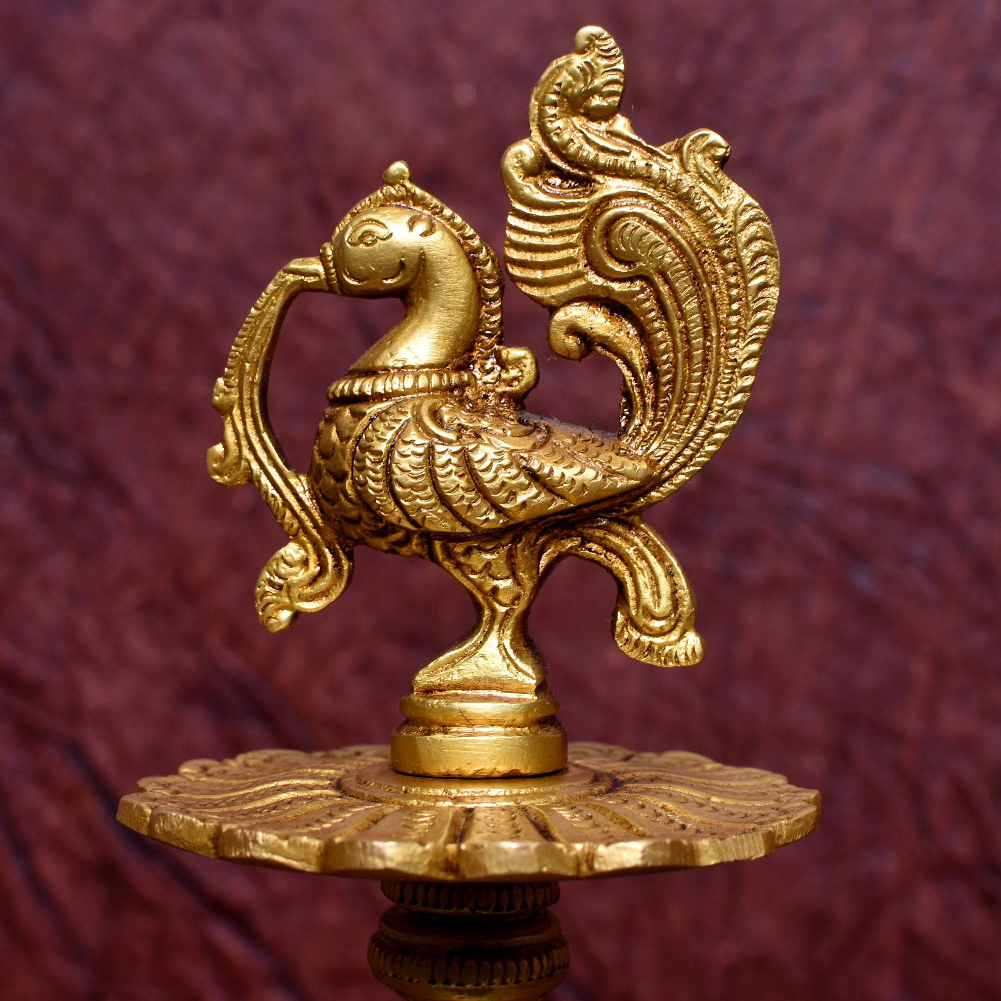 Brass Peacock Diya – Traditional Kuthuvilakku for Puja & Decor