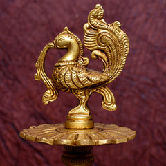 Brass Peacock Diya – Traditional Kuthuvilakku for Puja & Decor