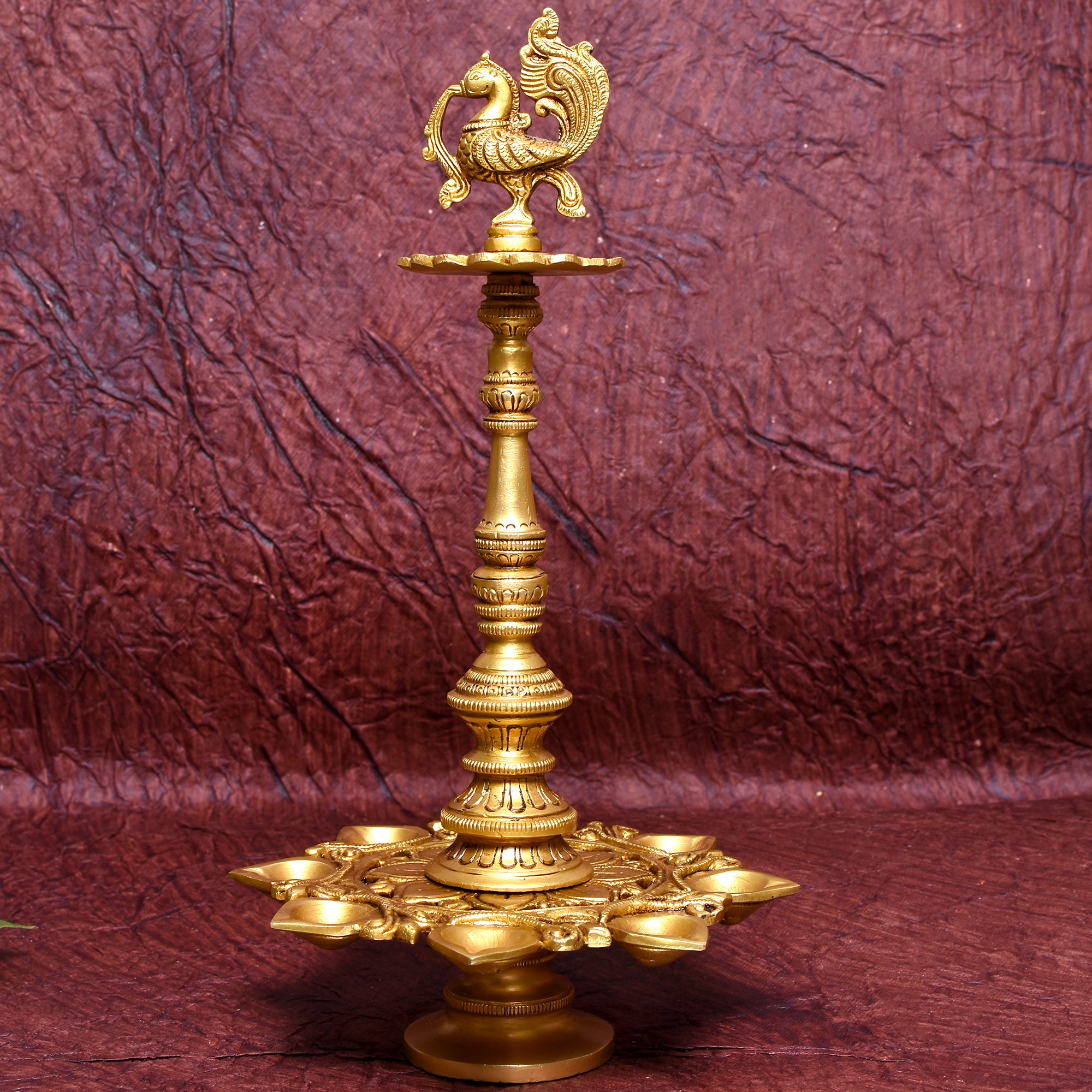 Brass Peacock Diya – Traditional Kuthuvilakku for Puja & Decor
