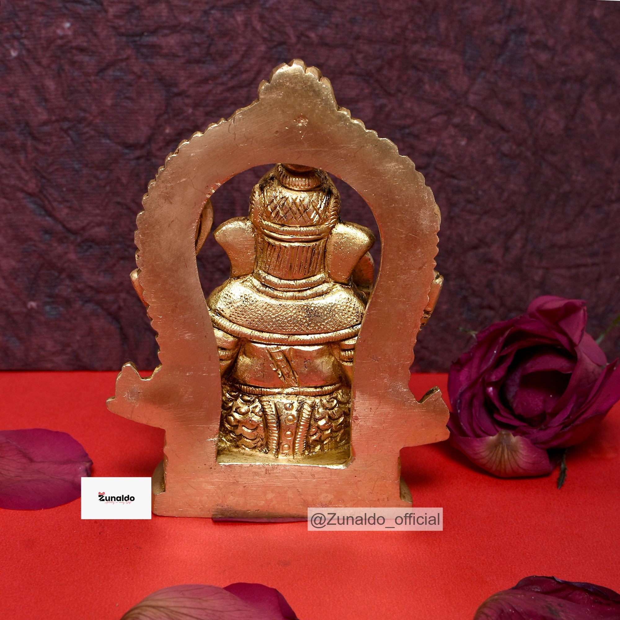 Brass Ganesh Sitting on Dragon Ring - Fine Detailing (4.5 Inch)