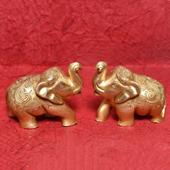 ELEPHANT Pair CARVED Size : 5"