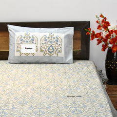 Peacock Block Print Cotton Bedsheet Set – King Size (90x108 Inch) with 2 Pillow Covers