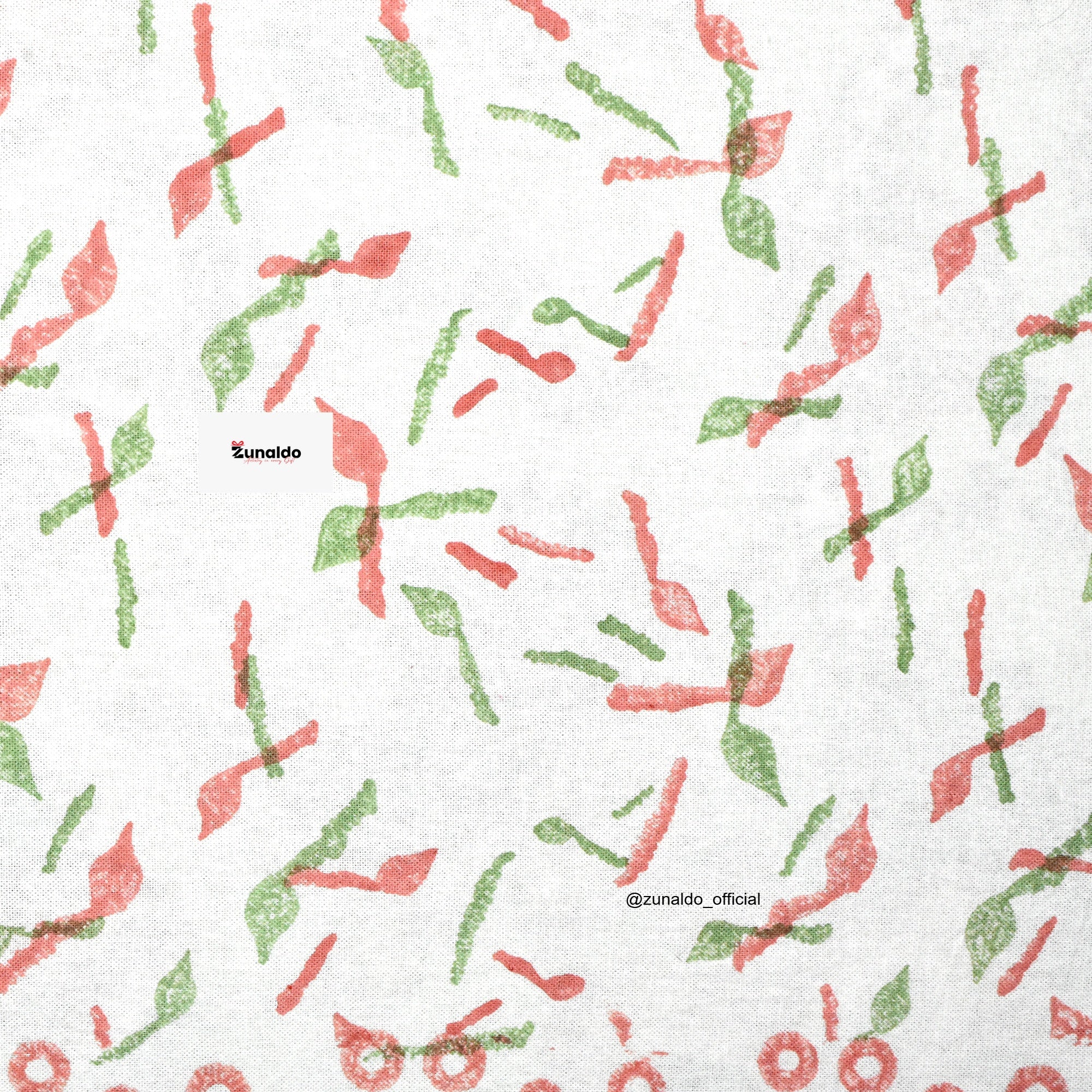 Green & Peach Floral Block Printed Pure Cotton Bedsheet – King Size (90X108 In)