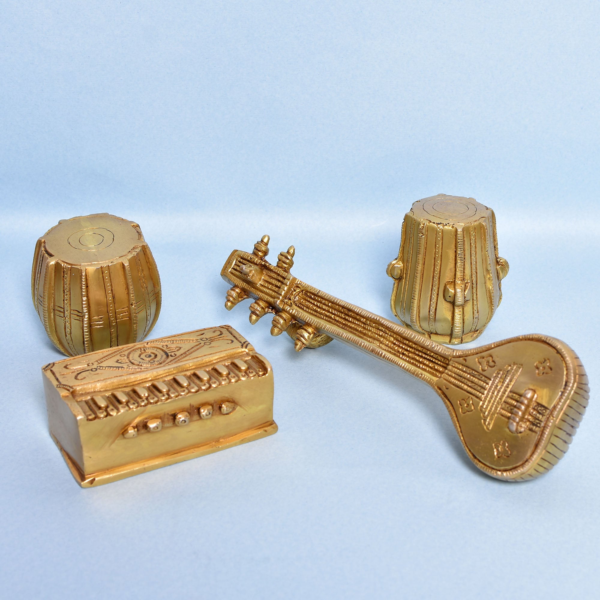 Mini Golden Instruments Brass Harmonium Miniature – Ethnic Musical Instrument Replica 3(inch ...