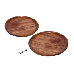 7-Inch Round Mango Wood Serving Plates – Set of 2 | Natural Finish