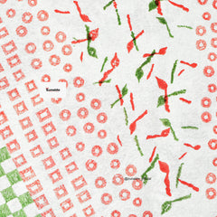 Peach & Green Geometric Floral Block Printed Cotton Bedsheet – King Size | Zunaldo