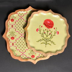 Yellow Wooden Enamel Tray Combo – 10" & 12" (Small + Large)