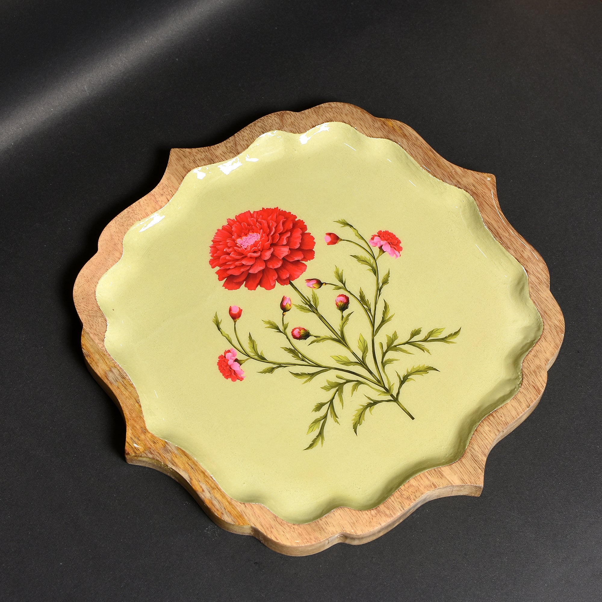 Yellow Wooden Enamel Tray Combo – 10" & 12" (Small + Large)