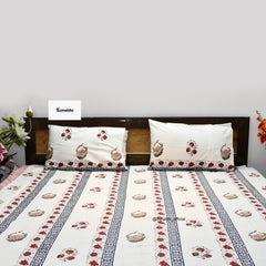 Pure Cotton King Size Bedsheet  Floral Block Print