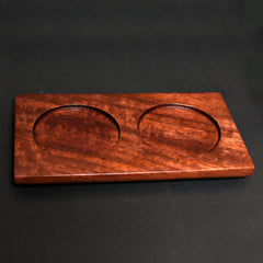 Shell-Shaped Ceramic Bowl Set with Wooden Tray – Elegant Serving Duo | 10"x5"