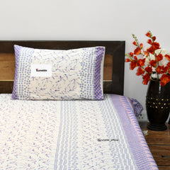 Geometric Floral Print Cotton Bedsheet Set – King Size (90x108 Inch) with 2 Pillow Covers