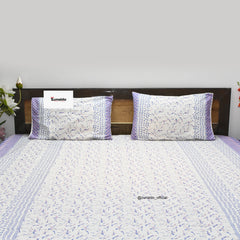 Geometric Floral Print Cotton Bedsheet Set – King Size (90x108 Inch) with 2 Pillow Covers