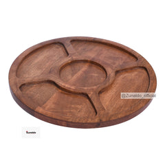 Wooden Round 5 Section Tray - 12 Inch | Dry Fruit & Snack Tray