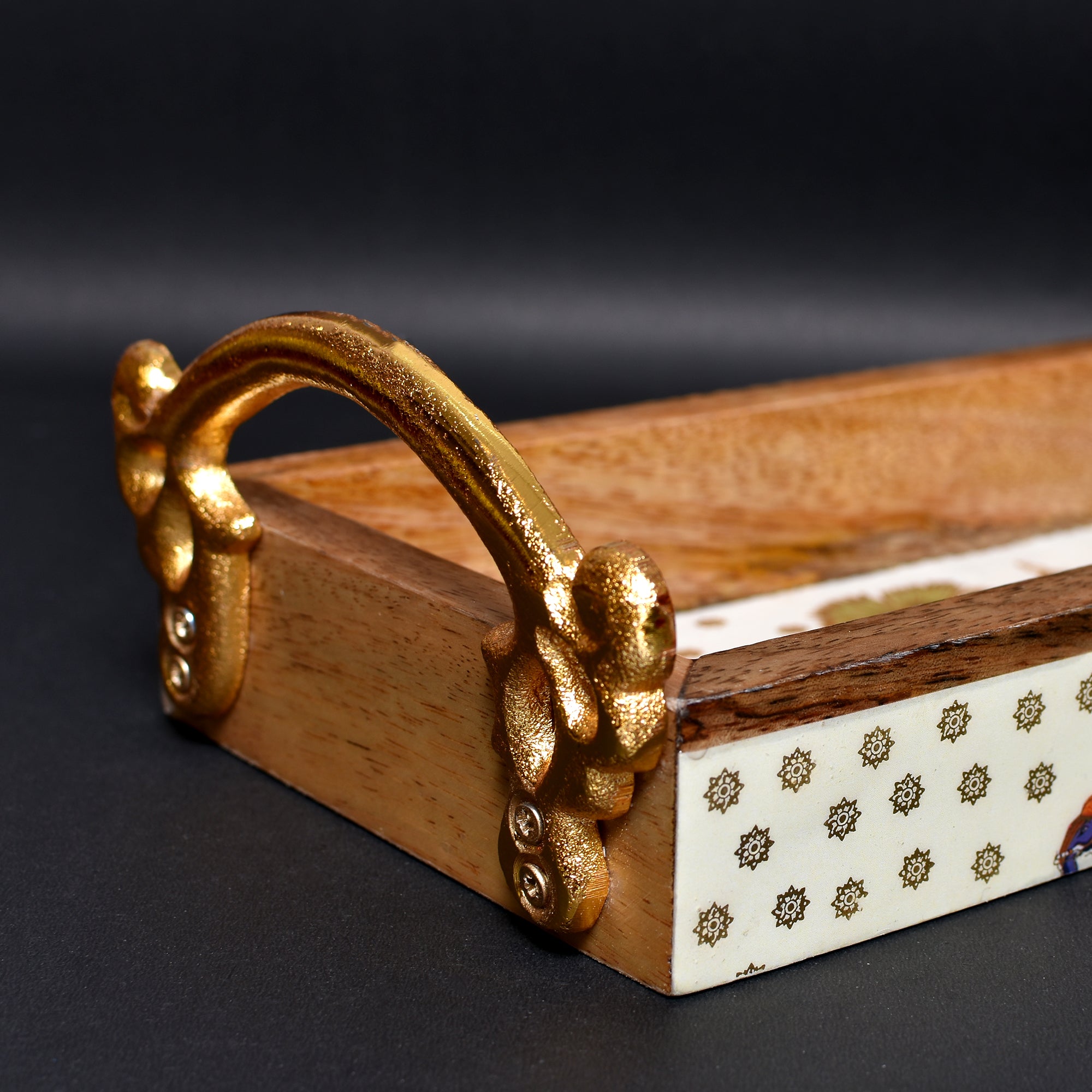 Wooden Enamle Tray with Handle