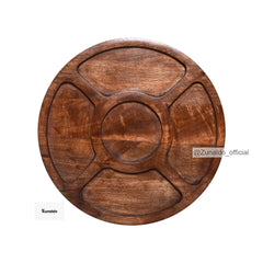 Wooden Round 5 Section Tray - 12 Inch | Dry Fruit & Snack Tray