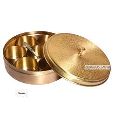 Brass Masaladani with Floral Etching - Circular Design