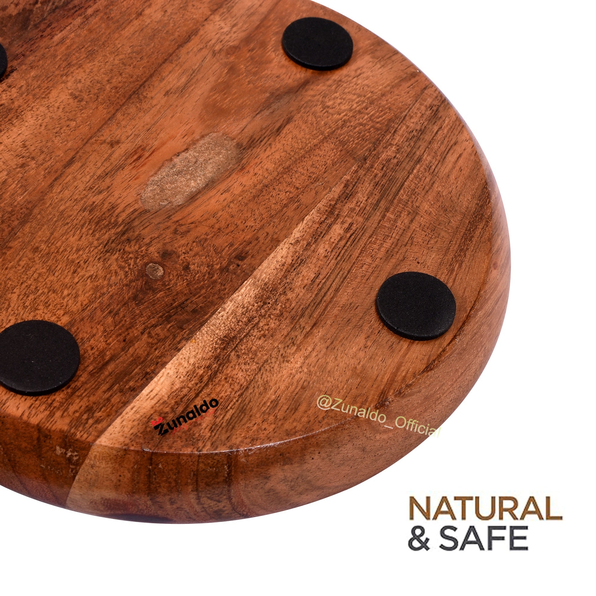 7-Inch Round Mango Wood Serving Plates – Set of 2 | Natural Finish