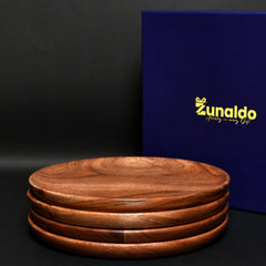 Artisanal Wooden Plate Set – Natural Grain Finish 8 (INCH) SET OF 4
