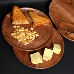 Artisanal Wooden Plate Set – Natural Grain Finish 8 (INCH) SET OF 4