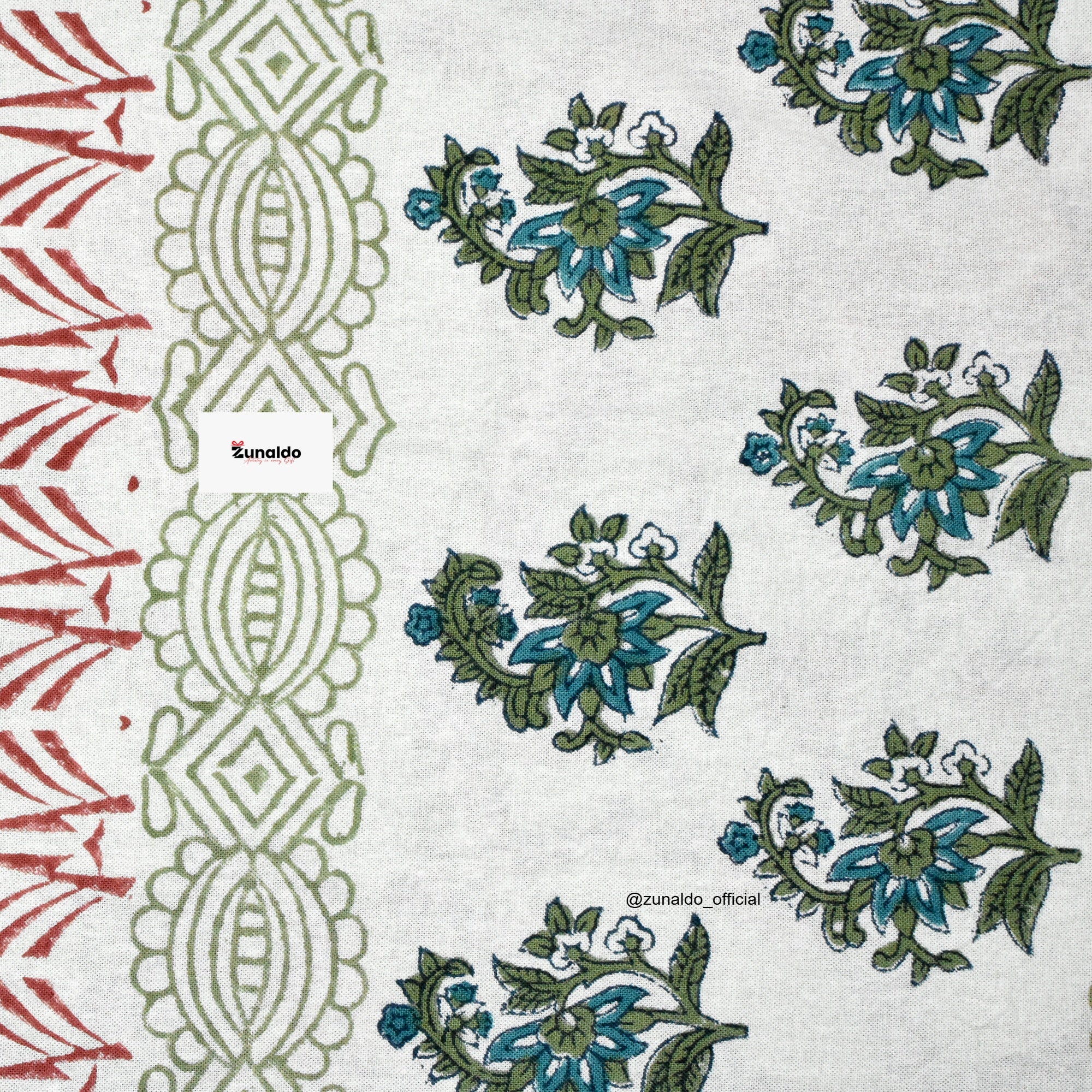 Elegant Multicolor Floral Block Print Cotton Bedsheet – King Size with 2 Pillow Covers